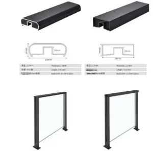 Minimalist Frameless Aluminum Alloy Glass-Clamping Channel Handrail System Indoor Outdoor Deck
