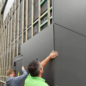Modern Aluminum Acp Exterior Cladding Silver Grey Color Fireproof Eco Friendly for Outdoor Use in Apartments and Hotels