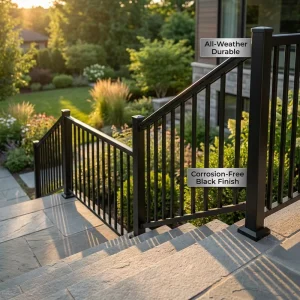 Modern Aluminum Alloy Iron Stair Railings Rustproof Waterproof for Hotel Balcony Villa Installations