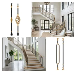 Modern Aluminum Alloy Water Resistant Stair Railings Unique Design Balustrades & Spindles Indoor Decoration