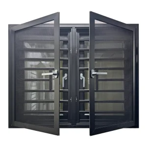 Modern Aluminum Black Frame Casement Windows For Nigeria Energy Saving Double Glazed Swing Windows With Anti-theft Bar