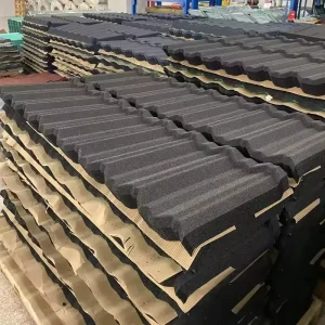 Modern Anti Fade Anti Moss Exterior Building Tile Stone Coated Metal Roof Tile Flat for Hotels & Workshops