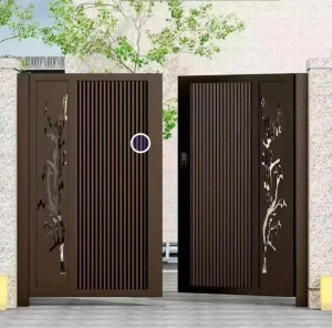 Modern Black Wrought Iron Gate and Fence Combo Anti-Rust Wind-Resistant Villa Hotel Security Barrier