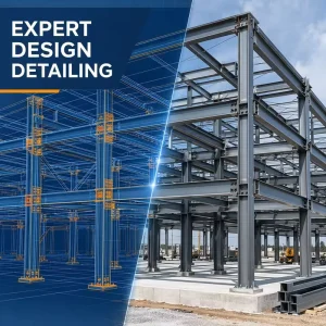 Modern Blue and Gray Prefabricated Steel Structure Industrial Workshop Building with Insulated Sandwich Panels