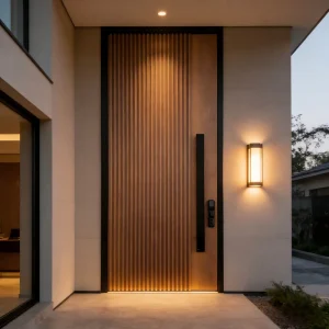 Modern Cast Aluminium Front Entry Pivot Door Waterproof Rustproof Security Steel Door with Smart Lock for House Home