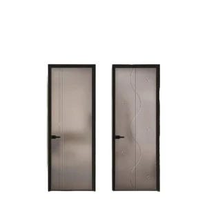 Modern Commercial Aluminum Fire Metal Frame Finished Swing Door Design for Houses Interior Waterproof Latest Flush Door Design