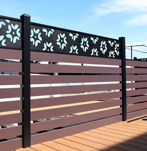 Modern DIY WPC Fence Outdoor Panels Railing for Balcony Stair Courtyard Garden Villa Privacy
