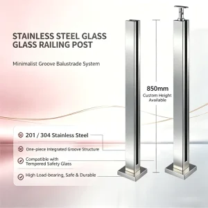 Modern Design 304 Stainless Steel Aluminum Vertical Balustrade Railing Punch-Free Rust Resistant Villa Hotel Stairs Balcony DIY