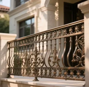 Modern Design Black Wrought Iron Stair Railing Exterior Balustrades & Handrails