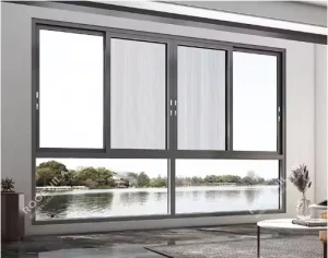 Modern Design Double Glazed Aluminum Sliding Windows Thermal Break Stainless Steel Screen Netting Horizontal Opening Pattern