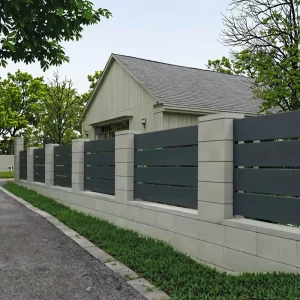 Modern Design House Privacy Fence Screen Black Aluminum Alloy Garden Flat Noodles Fence Panel