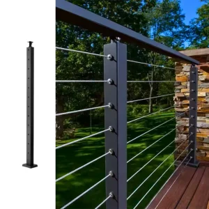 Modern Design Matt Black Wire Railing System Outdoor Balcony Decking Villa Stairs Stainless Steel 316 Cable Handrail Fence JBM
