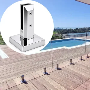 Modern Design Mirror Polish Square Base SS2205 Heavy Duty Glass Spigot for Exterior Glass Barriers