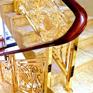 Modern Design Stainless Aluminum Railing System Cast Aluminium Balustrade Gold Plated Stair