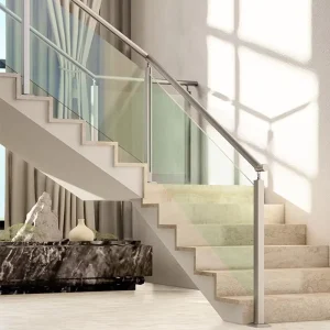 Modern Design Stainless Steel & Glass Spiral Staircase Railing for Hotel Balcony Luxury Indoor Stair Railings Rust Resistant