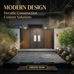 Modern Eco-Friendly Powder Coated Aluminum Alloy Custom Entrance Driveway Gate with Home Security Features