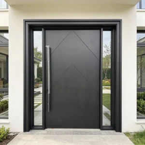 Modern Entry Steel Door Factory Custom Design Fireproof Soundproof Glass Pivot Door For Residential Buildings