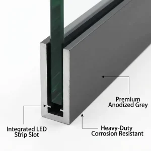 Modern Frameless Glass Railing System Heavy Duty Aluminum Base Shoe Stair Balcony Guardrail