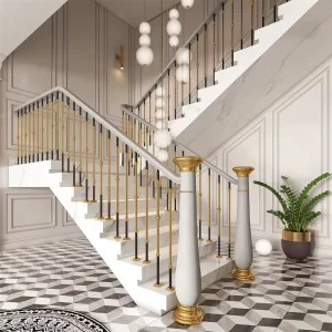 Modern French Style Custom Sized Brass Aluminum Stair Railing Metal Handrails Balustrades