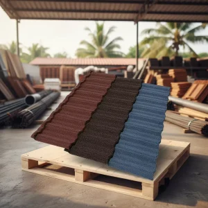 Modern Heat Resistant Durable Stone Coated Metal Roof Tile Long Life Span for Hotels Apartments Schools Temples Parks Warehouses