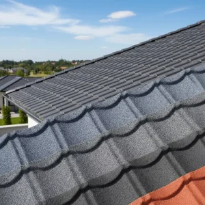 Modern Heat Resistant Stone Coated Metal Roof Tile Durable Roofing System for Temple Warehouse Applications