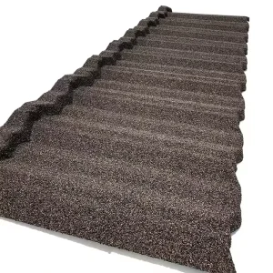 Modern High Wind Resistance Hail Proof Stone Coated Metal Roof Tile with Sloped Edge for Hotel and Warehouse Construction