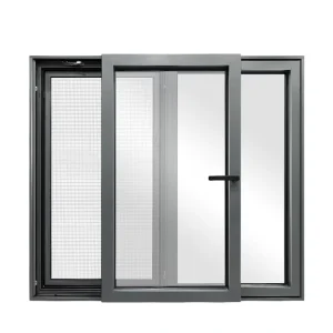 Modern Horizontal Residential Double Glass Aluminum Three Track Sliding Windows Black Frame NFRC Standard Villa