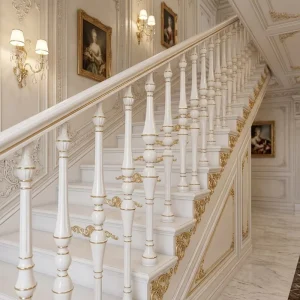 Modern Indoor Metal Aluminum Brass Stair Railing with Floor Mounted Customized Color Balustrades & Handrails for Villa Hotel Use