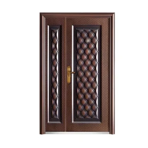 Modern Luxury Villa Entrance Metal Doors Heavy Duty Copper Imitation Waterproof Steel Doors