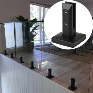 Modern Matte Black Adjustable Glass Hardware Spigot for Frameless Deck Mount Glass Fence Panels