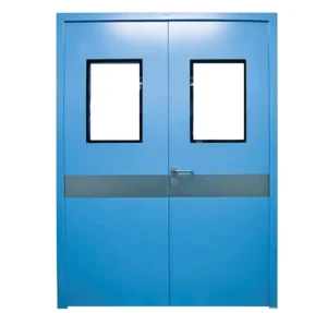 Modern Metal Core Fire Rated Stainless Steel Galvanized Steel Double Tempered Glass Double Leaf Hinged Clean Room Door Hospital
