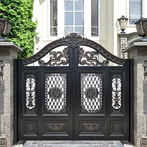 Modern Metal Driveway Gate with Aluminum Fencing for Villa or Hotel