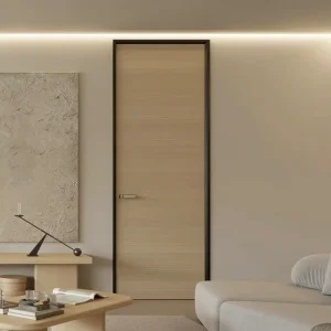 Modern Metal White Contemporary 8ft Invisible Interior Wooden Door Aluminum Frame Manual Waterproof for Bedroom Supermarket