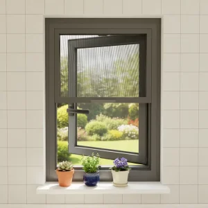 Modern Metallic Grey Aluminum Casement Window for Residential Villa and Luxury Apartment