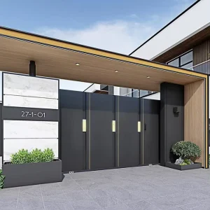 Modern Minimalist Custom Aluminum Sliding Gate with Anti-Corrosion Finish for Villa Courtyards