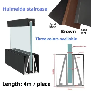 Modern Minimalist Frameless Glass Clip U-Shaped Channel Aluminum Alloy Profile Balcony Handrail Loft Outdoor Floor Mounted Fixed