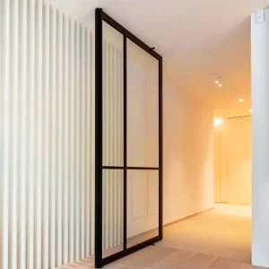 Modern Minimalist Steel Frame Glass Pivot Door for Villa Interior Soundproof Energy Efficient