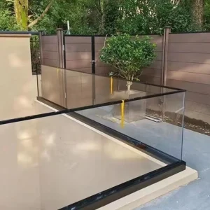 Modern Minimalist Style Stair Handrail Balcony Railing Aluminum Alloy Surface-mounted Floor Channel Frameless Glass Platform