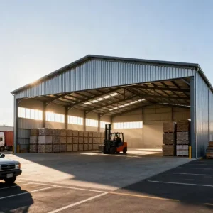 Modern Modular Carbon Steel Workshop Shed Open Bay Commercial Zinc Coated Metal Storage Building for Apartment & Park Use