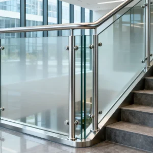 Modern Office Decoration Stainless Steel Column Balustrades for Commercial Buildings Handrails for Stairs