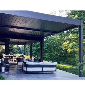 Modern Outdoors Pergola Roof System Waterproof Metal Garden Custom Louvre Pergola Aluminium Motorized