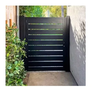 Modern Pedestrian Walking Gates Black Aluminum Metal Fence Panel & Slat Gate Balustrades & Handrails