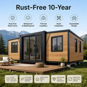 Modern Security Grilles Prefab Expandable Container House 20ft 2 Bedroom Garden Tiny Home ADU Granny Flat Portable Villa
