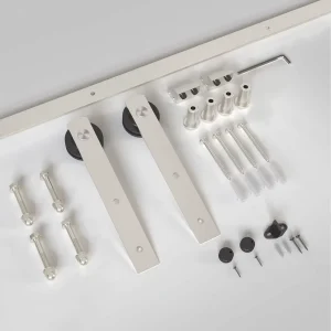 Modern Soft Close Sliding Barn Door Hardware Kit with Aluminum Alloy 6.6FT Matte Black for Interior Doors Bathroom Kitchen Use