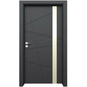 Modern Solid Interior Door black Matte With Gold Trim Side Opening Sound Insulation Factory Direct From Foshan