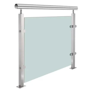 Modern Stainless Steel Glass Railing System with Glass Clamps and Posts for Outdoor Balcony and Staircase