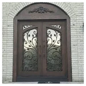 Modern Steel Wrought Iron Door Customized Exterior Entry Door for Luxury Home Design