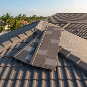 Modern Stone Coated Steel Roofing Tiles Waterproof Fireproof Windproof Durable for Hotels Parks Warehouses Workshops Temples