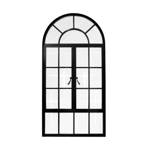 Modern Thermal Broken Steel Glass Arched Window with Brass Hardware Anti Theft Swing Louver Design for Kitchen Use