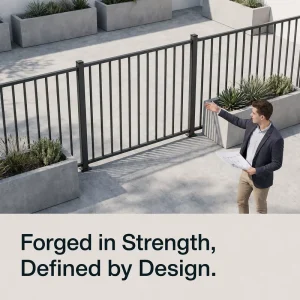 Modern Vertical Picket Lightweight Modular Galvanized Steel Fence Panel for Villa Courtyard Boundary Perimeter Enclosure